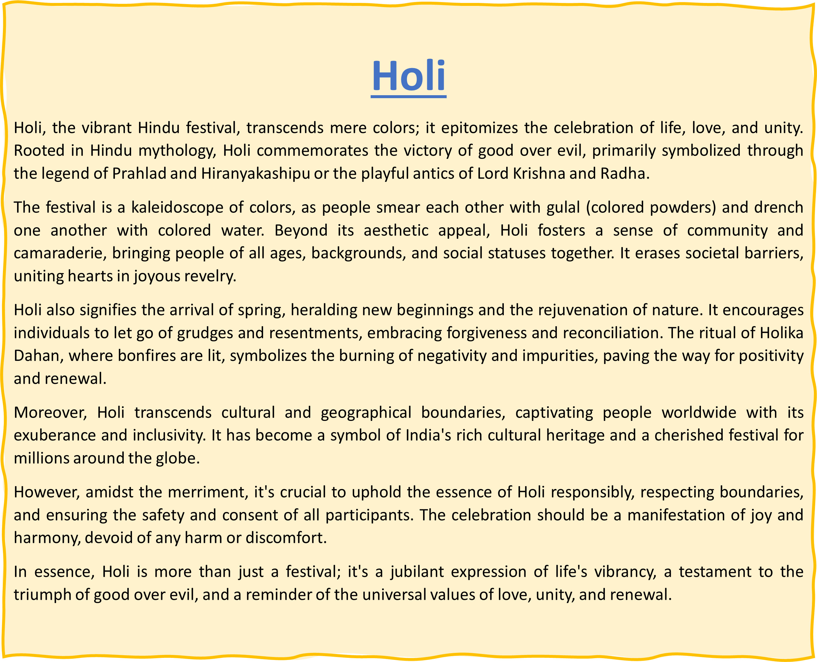 Holi Essay in English