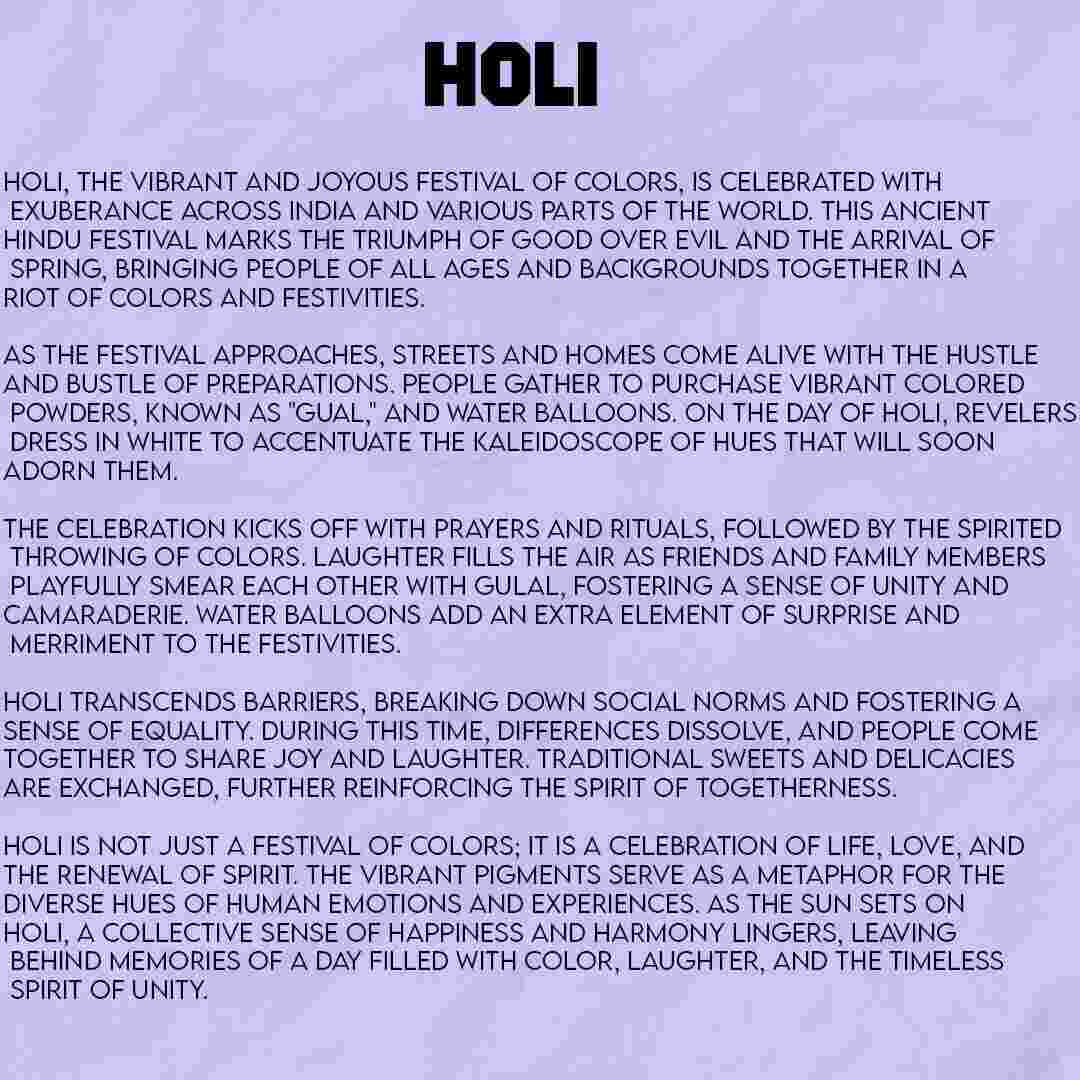 essay short on holi