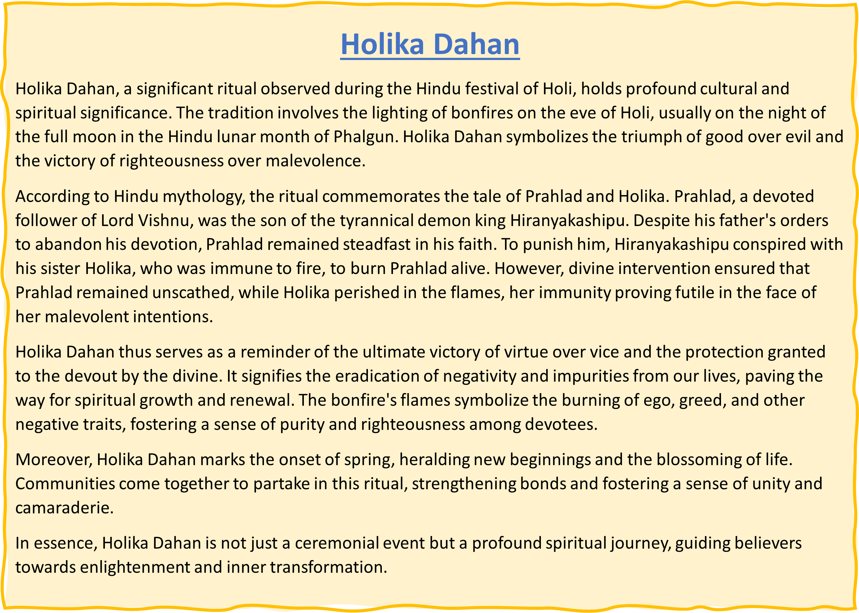 Holika Dahan Essay in English