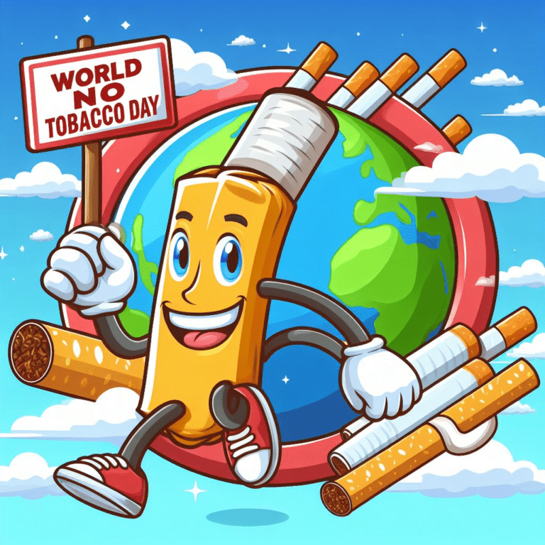 World No Tobacco Day Cartoon Anime Message image